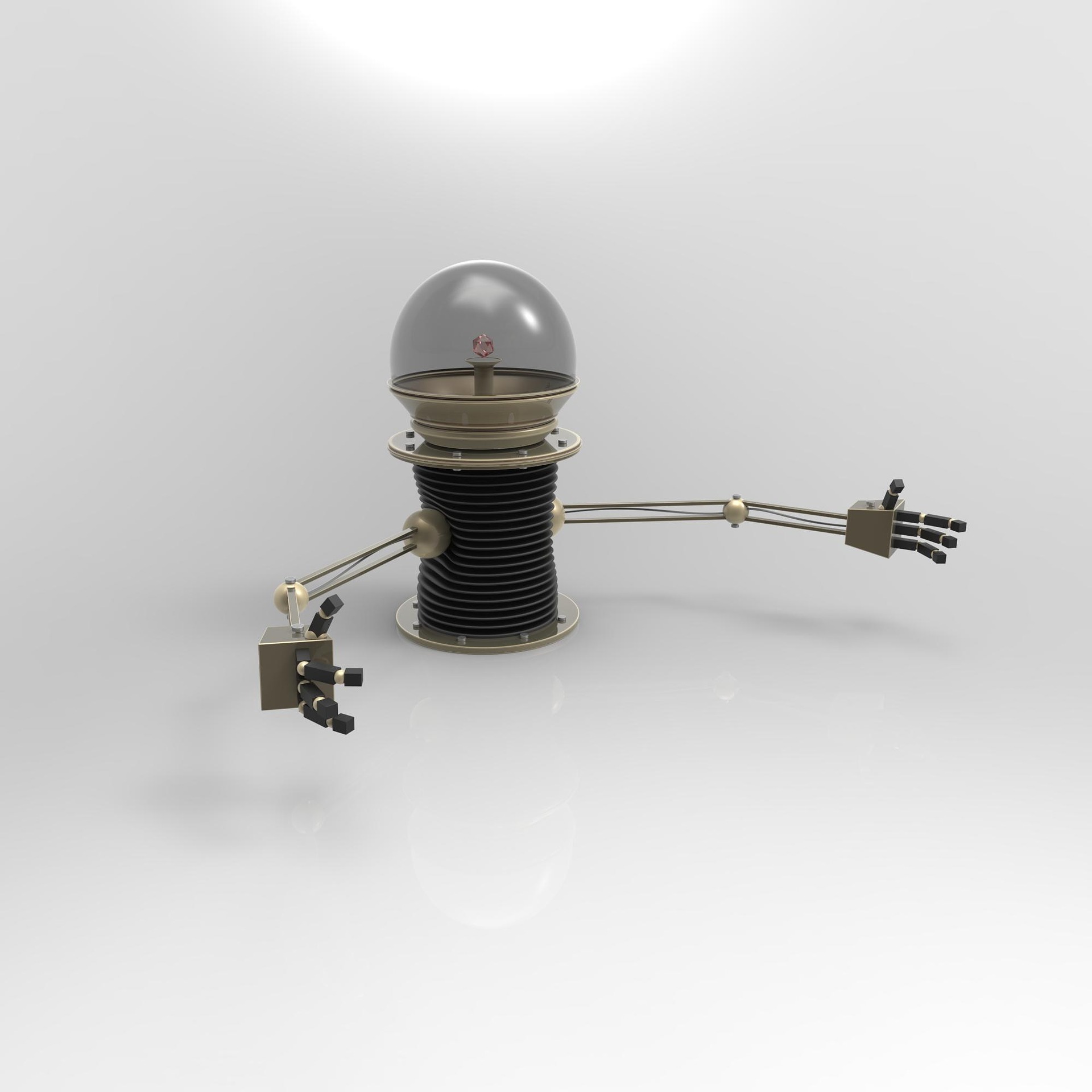 Illustration représentant un petit robot avec une ampoule pour tête et des petits bras.